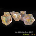 bescon iridecent shimmery dice pronze-golden ، rpg 7-dice set in brick box jacking